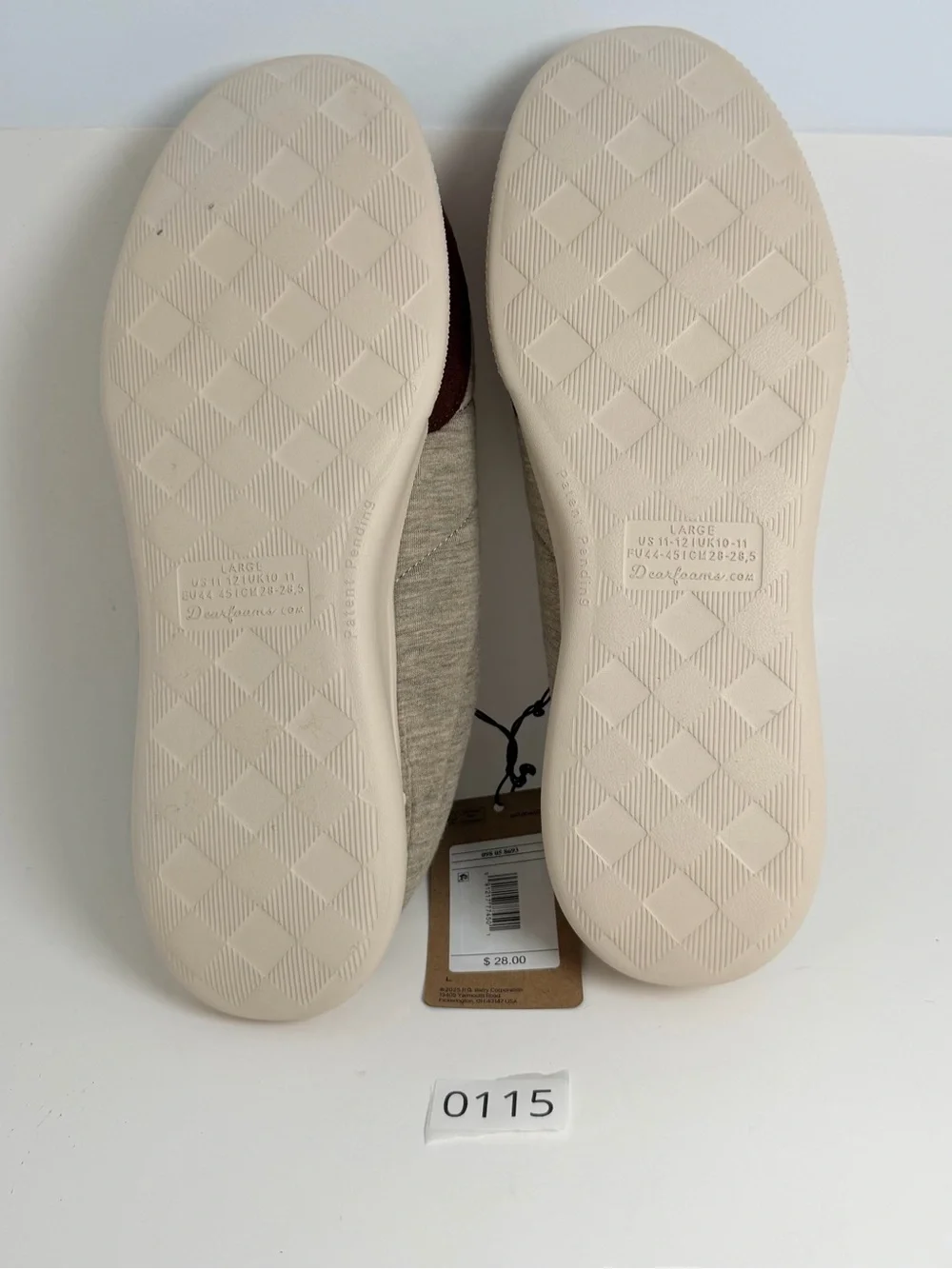 dearfoams Quilted Slip-On Mules in Taupe with Brown Trim